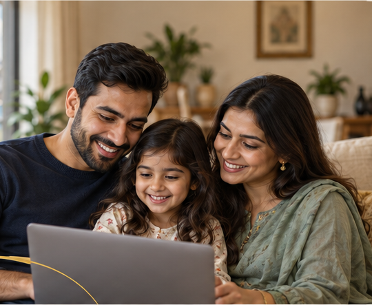 Family together at home