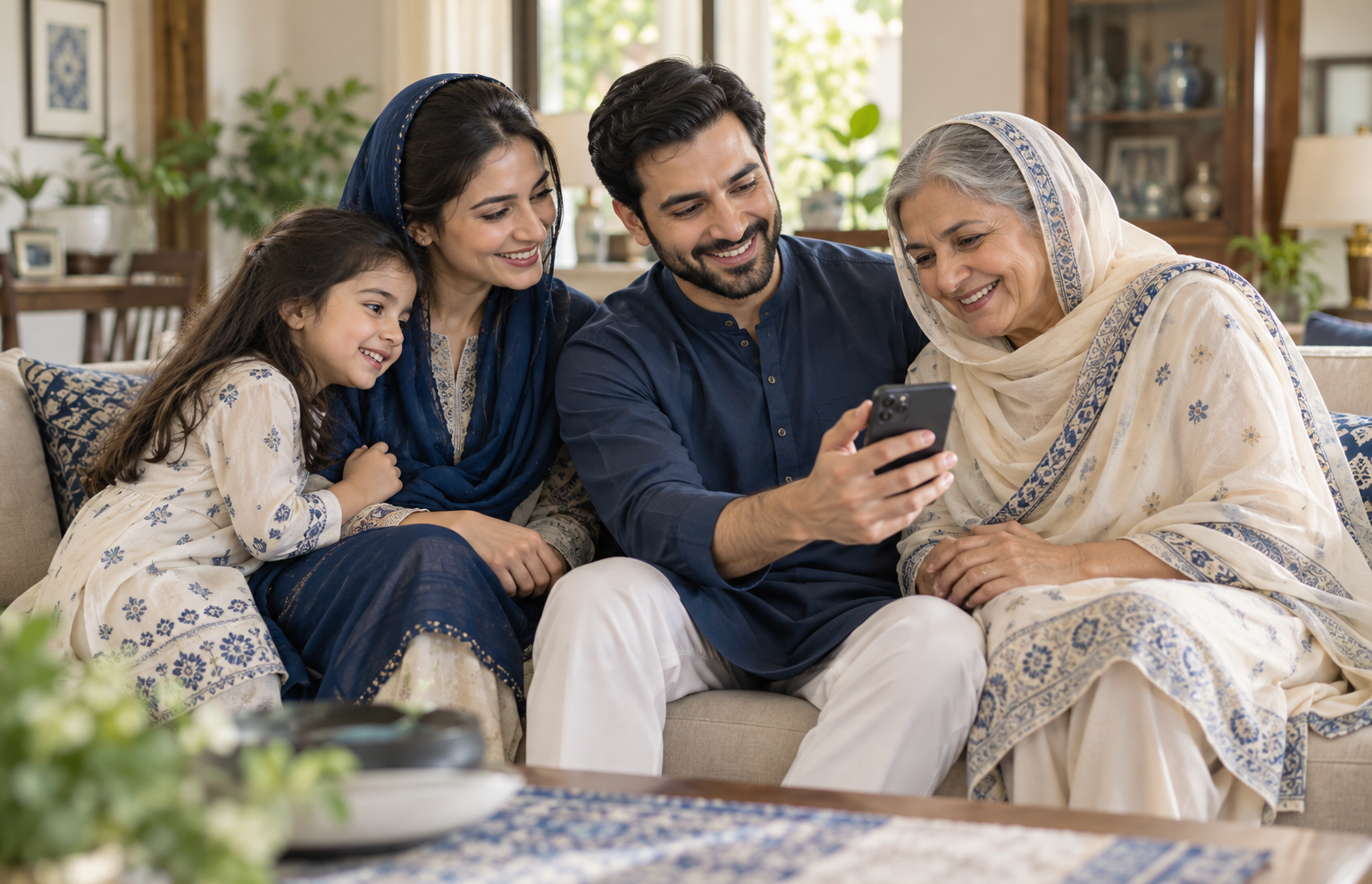Family sharing a moment together